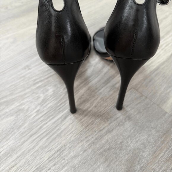 Stuart Weitzman 7 Black Leather Nudist” Heels Shoes - Picture 3 of 5